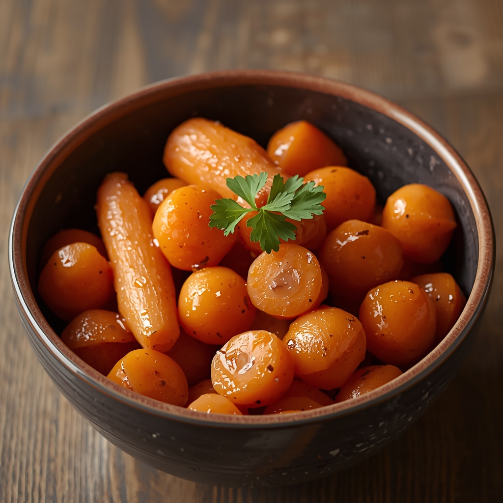 A bowl of soft, glazed melting carrots ready to serve as a healthy toddler meal